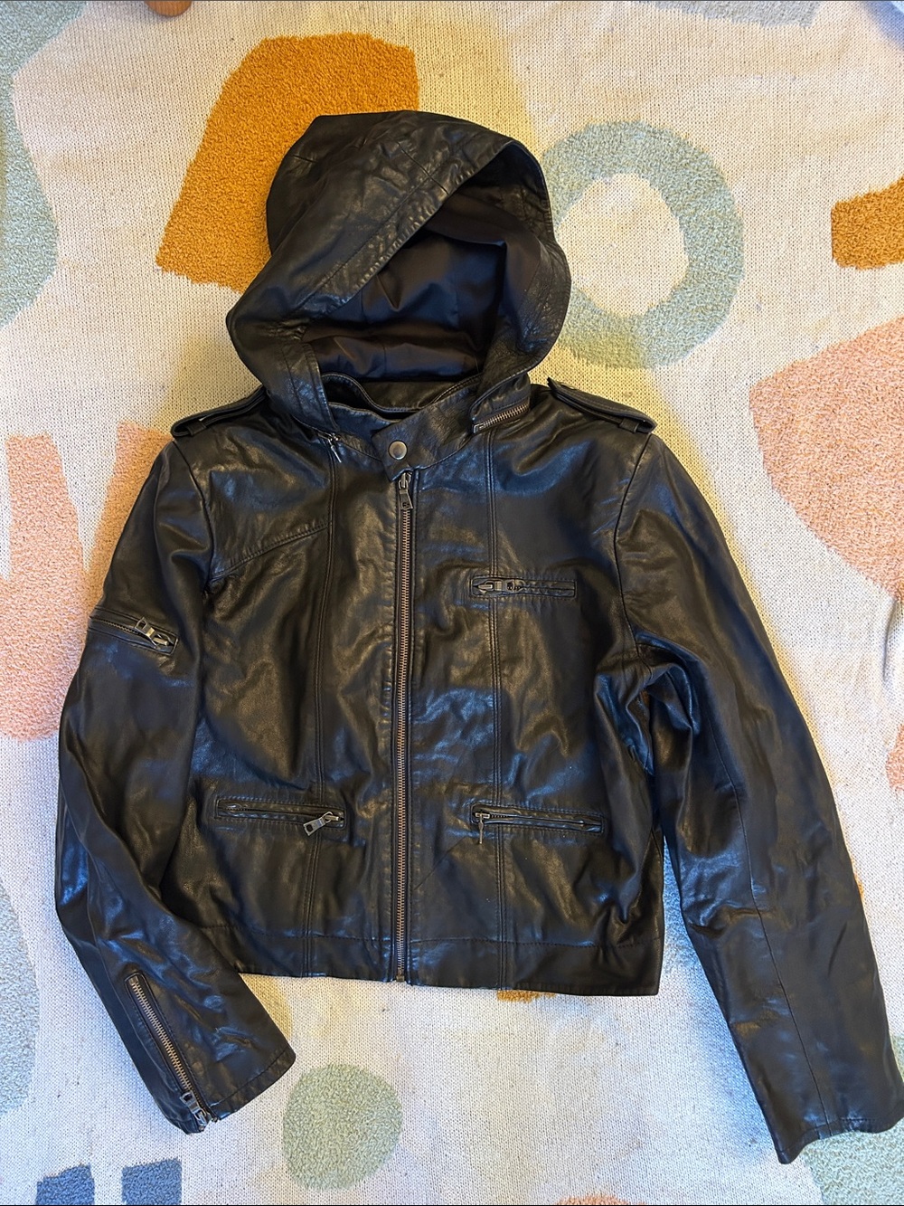 🔥 Alice + Olivia Hooded Moto Leather Jacket 🔥